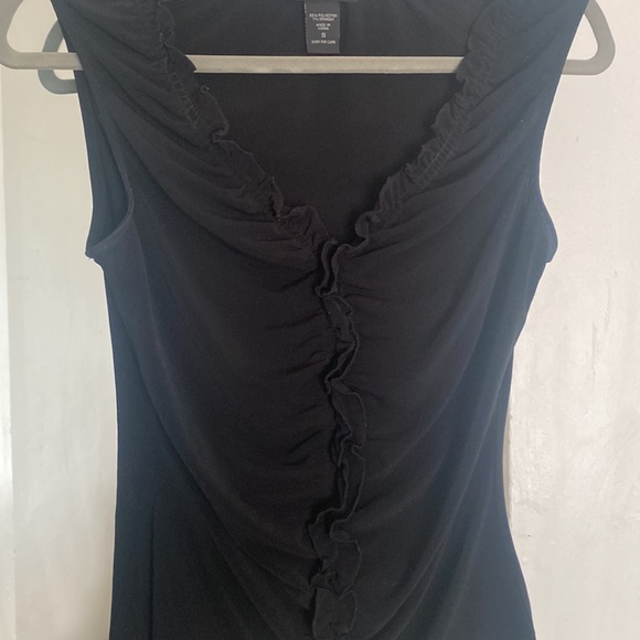 Vintage Y2K Express Black Rouched Tank Top- small - Picture 2 of 5